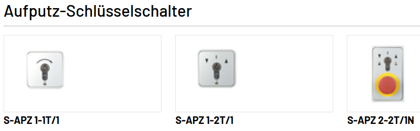 Marantec Aufputz Schlüsselschalter, S-APZ 2-2T/1N, S-APZ 1-2T/1, S-APZ 1-1T/1, S-APZ 4-1R/2N, S-APZ 4-1R/2, S-APZ 2-2T/1